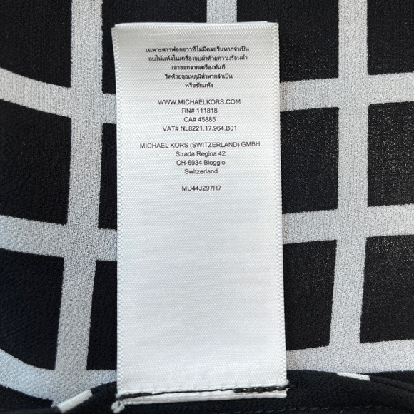 Michael Michael Kors Black and White Sheer Window Pane Button Down LS Top Size S - Picture 12 of 13